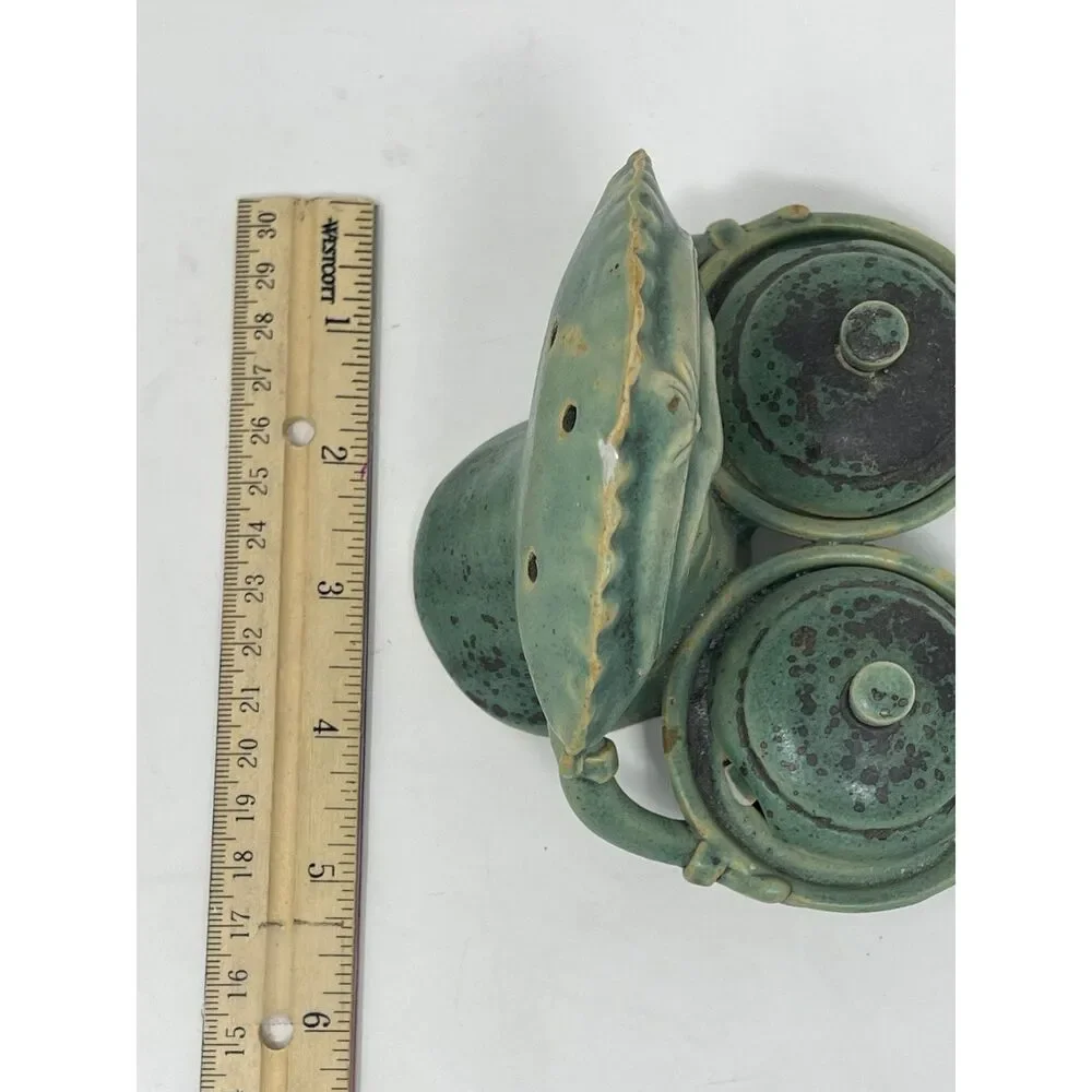Novica Handmade Janger Dancer Green Ceramic Condiment Incense Holder 5PC
